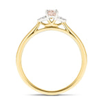 Morganite 0.30ct Diamond 0.03ct Cluster Ring 9k Yellow Gold - All Diamond