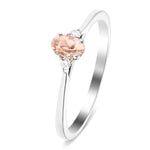 Morganite 0.30ct Diamond 0.05ct Three Stone Ring 9k White Gold - All Diamond