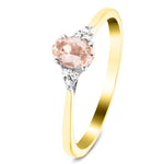 Morganite 0.35ct Diamond 0.04ct Cluster Ring 9k Yellow Gold - All Diamond