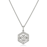 Moveable Diamond Cluster Necklace Pendant 0.60ct 18k Gold 13.0mm - All Diamond