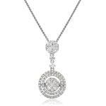 Moveable Diamond Cluster Pendant Necklace 1.10ct 18k Gold 13.0mm - All Diamond