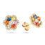 Multi Sapphire and Diamond Flower Earrings 0.50ct in 9k Yellow Gold - All Diamond