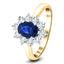 Oval 2.58ct Blue Sapphire 0.99ct Diamond Cluster Ring 18k Yellow Gold - All Diamond