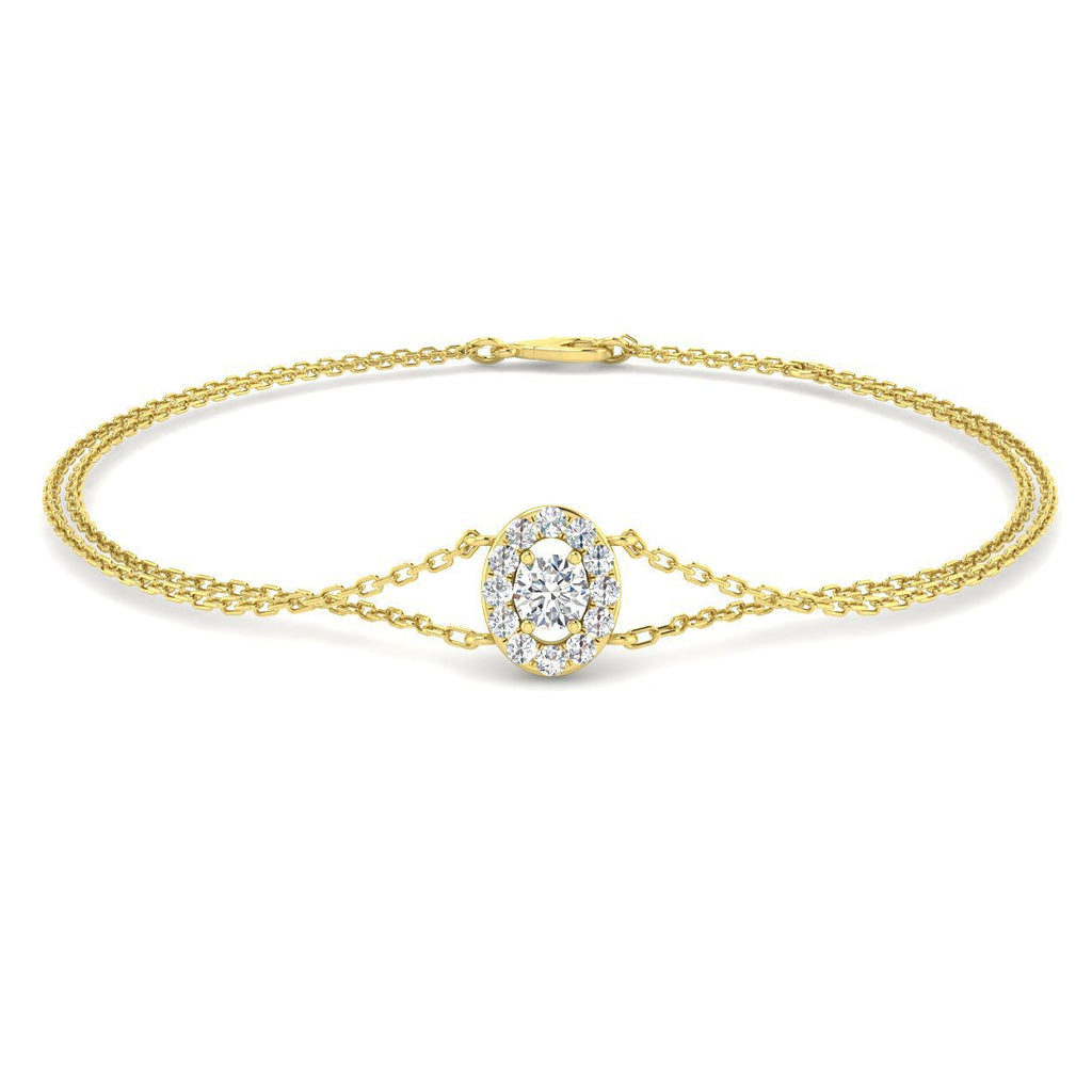 Oval Halo Diamond Bracelet 0.30ct G/SI Quality in 18k Yellow Gold - All Diamond