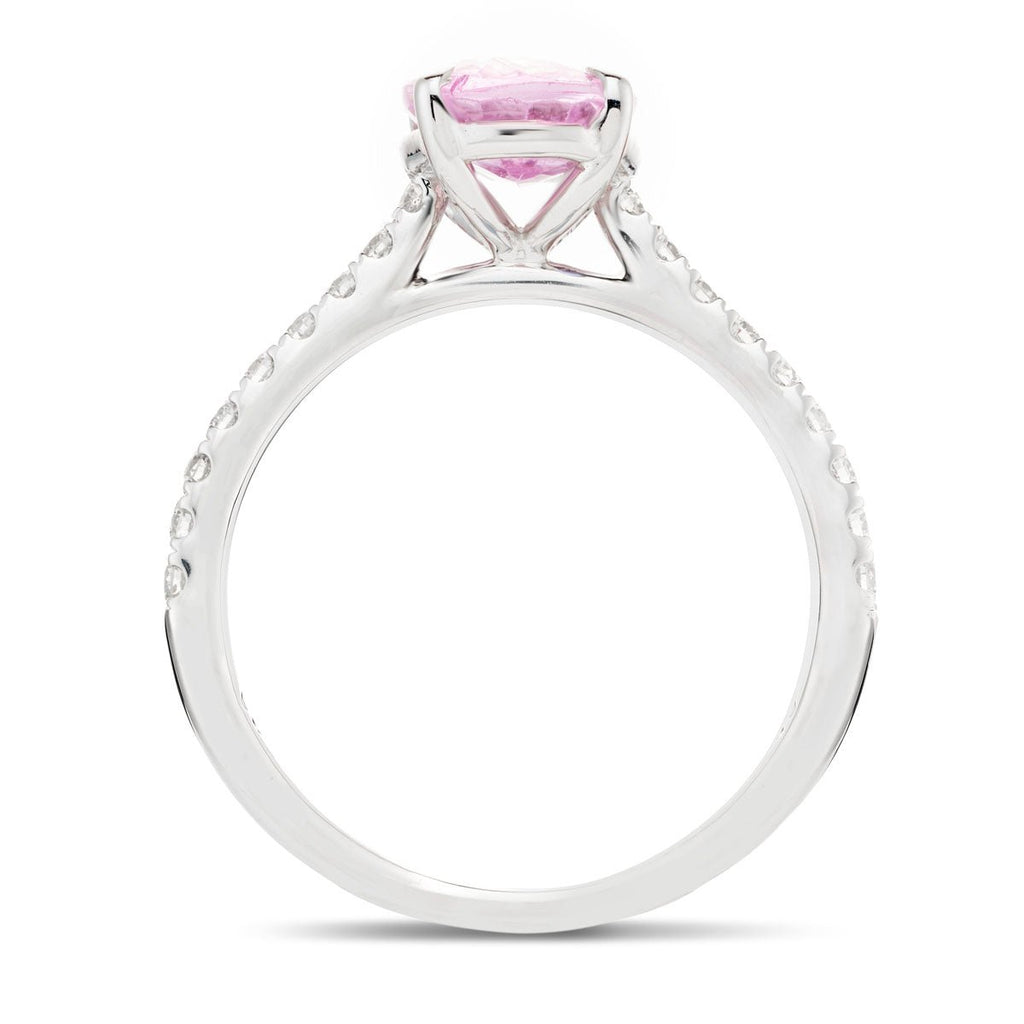 Oval Pink Sapphire and Diamond Engagement Ring 2.30ct Platinum - All Diamond