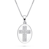 Pave Diamond Cross Pendant Necklace 0.04ct G/SI in 9k White Gold - All Diamond