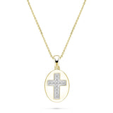 Pave Diamond Cross Pendant Necklace 0.04ct G/SI in 9k Yellow Gold - All Diamond