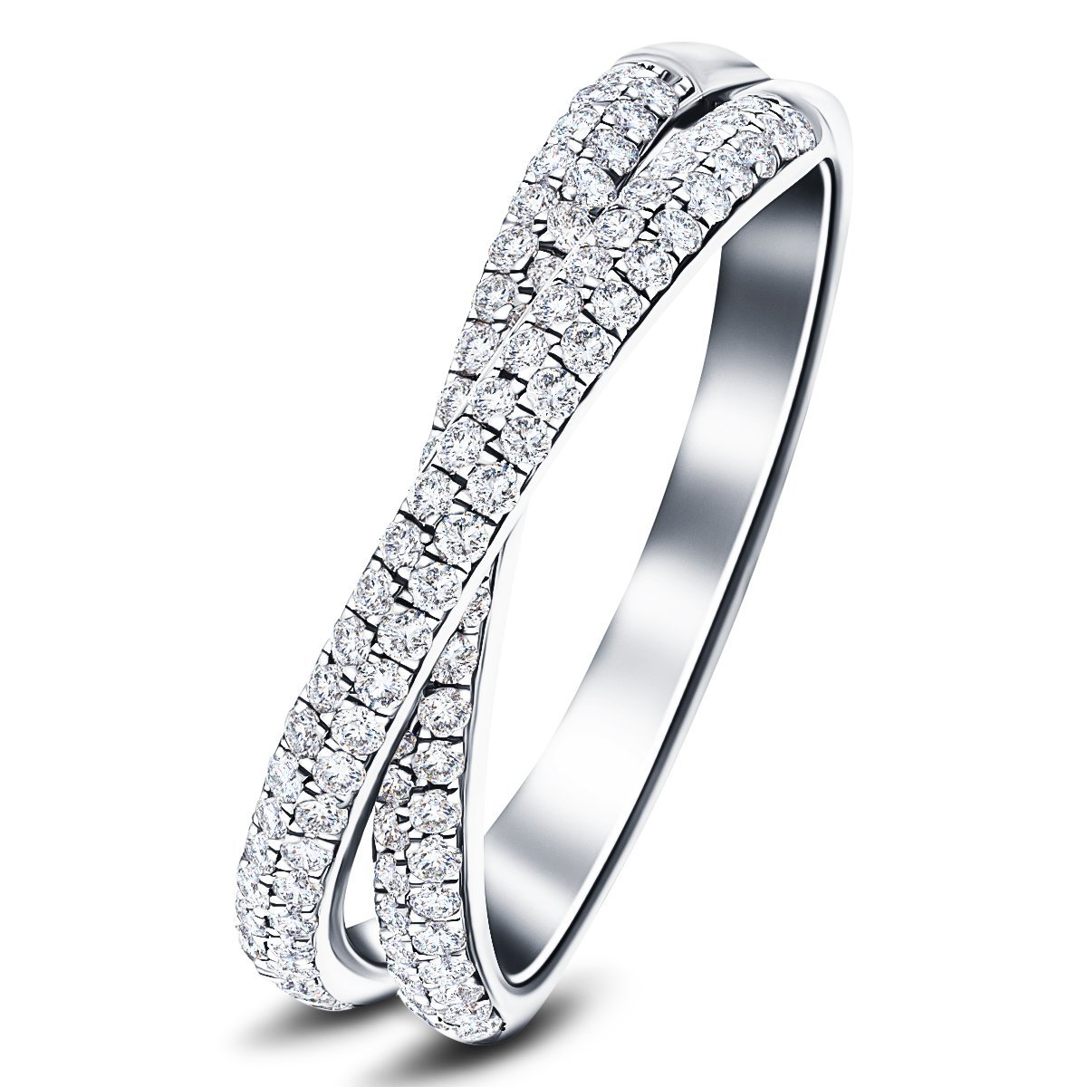 Pave Diamond Half Eternity Crossover Ring 1.00ct G/SI in Platinum - All Diamond