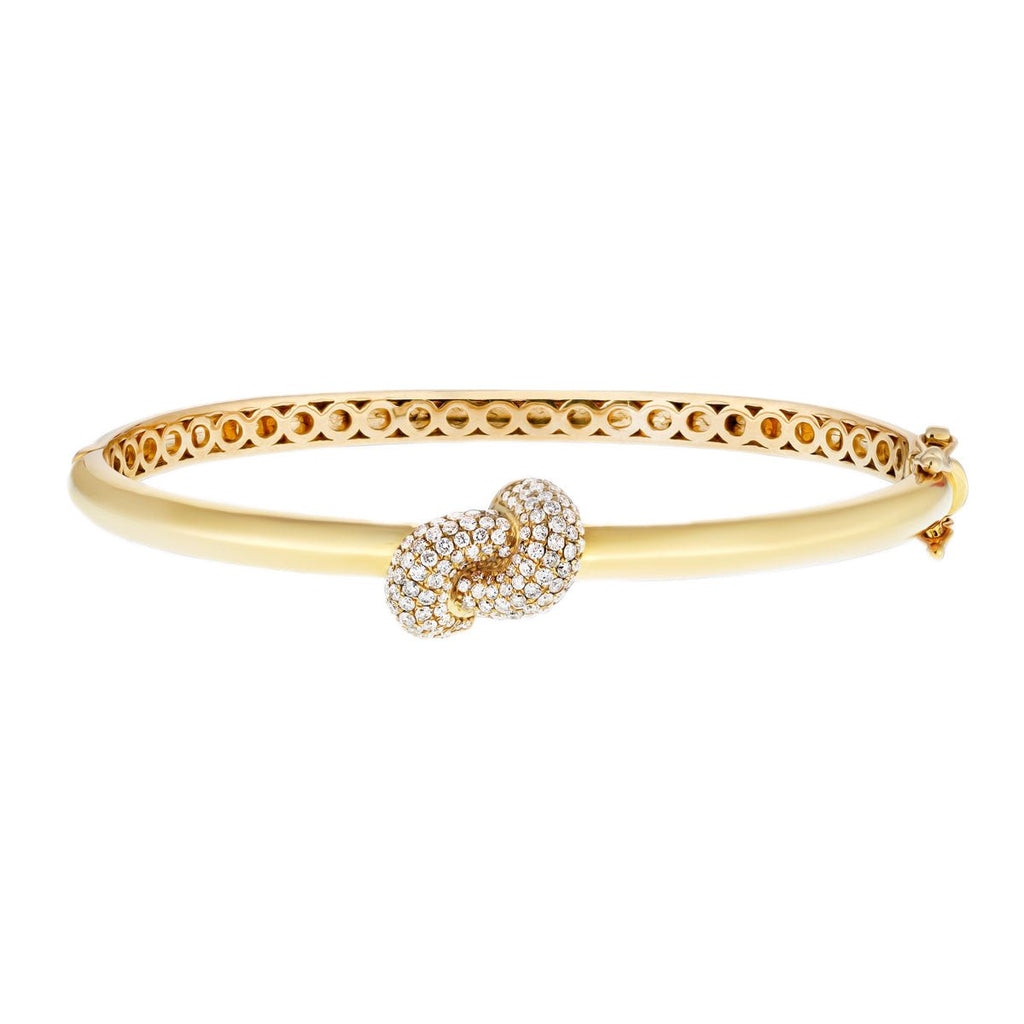 Pave Diamond Knot Bangle 1.00ct G/SI Quality in 9k Yellow Gold - All Diamond