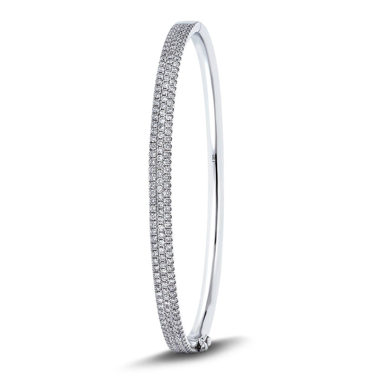 Pave Set Diamond Bangle 1.60ct G/SI Diamond in 18k White Gold - All Diamond