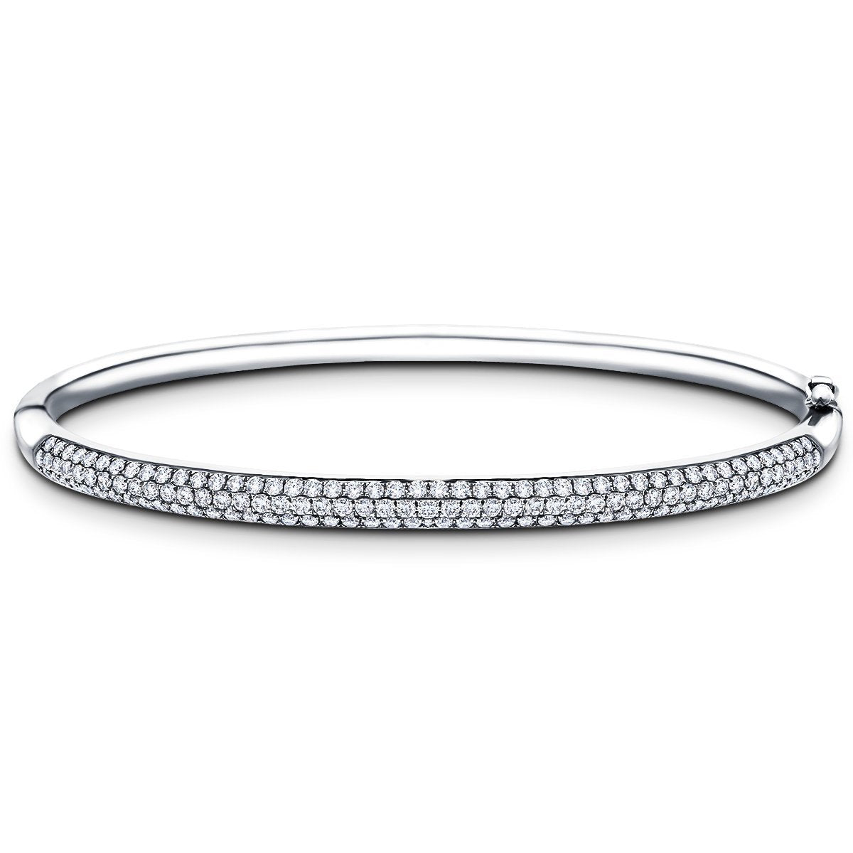 Pave Set Round Diamond Bangle 6.00ct G/SI Diamond in 18k White Gold - All Diamond