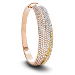 Pave Set Round Diamond Bangle 7.80ct G/SI Diamond in 18k 3 Tone Gold - All Diamond