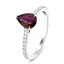 Pear Dark Pink Sapphire and Diamond Engagement Ring 1.50ct Platinum - All Diamond