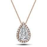 Pear Diamond Cluster Pendant Necklace 0.25ct G/SI in 18k Rose Gold - All Diamond