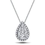 Pear Diamond Cluster Pendant Necklace 0.25ct G/SI in 18k White Gold - All Diamond