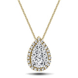 Pear Diamond Cluster Pendant Necklace 0.25ct G/SI in 18k Yellow Gold - All Diamond