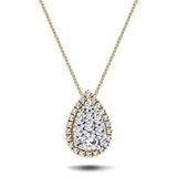 Pear Diamond Cluster Pendant Necklace 0.25ct G/SI in 18k Yellow Gold - All Diamond