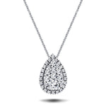 Pear Diamond Cluster Pendant Necklace 0.50ct G/SI in 18k White Gold - All Diamond