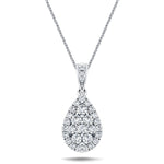 Pear Diamond Cluster Pendant Necklace 0.60ct G/SI in 18k White Gold - All Diamond