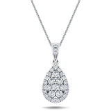 Pear Diamond Cluster Pendant Necklace 0.60ct G/SI in 18k White Gold - All Diamond