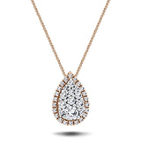 Pear Diamond Cluster Pendant Necklace 0.80ct G/SI in 18k Rose Gold - All Diamond