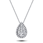 Pear Diamond Cluster Pendant Necklace 0.80ct G/SI in 18k White Gold - All Diamond