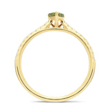 Pear Green Sapphire and Diamond Engagement Ring 0.70ct in 18k Yellow Gold - All Diamond