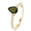 Pear Green Sapphire and Diamond Engagement Ring 1.50ct 18k Yellow Gold - All Diamond