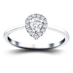 Pear Halo Diamond Engagement Ring with 0.30ct in 18k White Gold - All Diamond