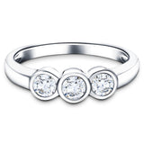 Platinum 0.75ct G/SI Diamond Three Stone Bezel Set Ring - All Diamond