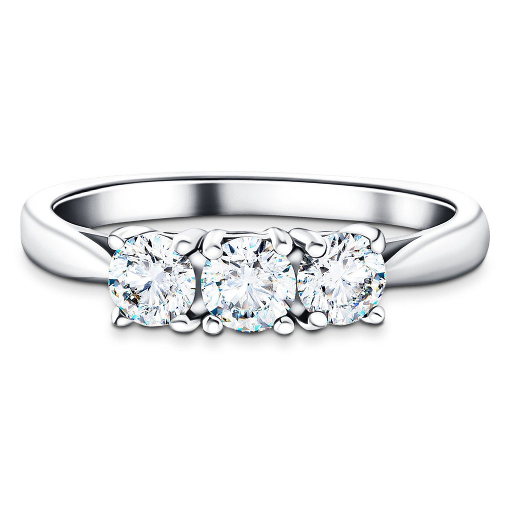 Platinum 1.20ct G/SI Diamond Three Stone Ring - All Diamond
