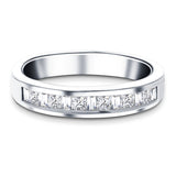 Princess & Baguette Diamond Half Eternity Ring 1.10ct 18k White Gold - All Diamond