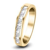 Princess & Baguette Diamond Half Eternity Ring 1.10ct 18k Yellow Gold - All Diamond