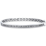 Princess Cut Diamond Bangle 1.40ct G/SI Diamond in 18k White Gold - All Diamond