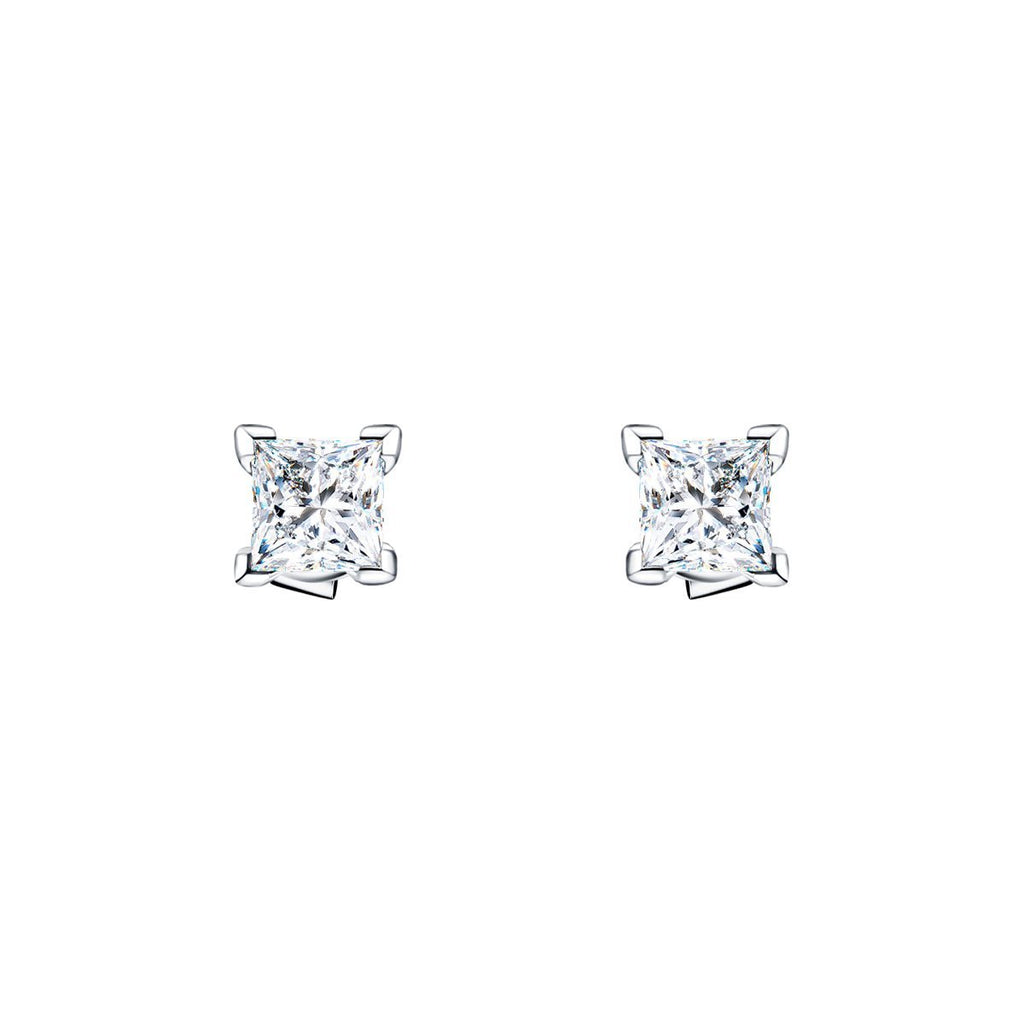 Princess Diamond Earrings 0.25ct G/SI Quality in 18k White Gold - All Diamond
