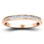 Princess Diamond Half Eternity Ring 0.25ct G/SI 18k Rose Gold 2.5mm - All Diamond