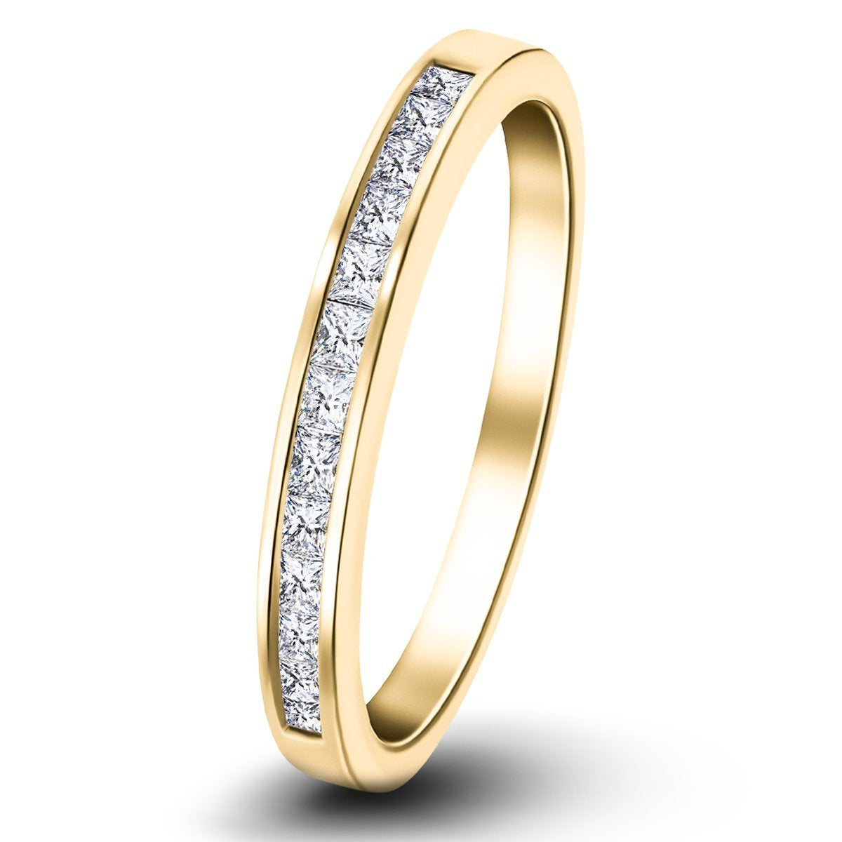 Princess Diamond Half Eternity Ring 0.25ct G/SI 18k Yellow Gold 2.5mm - All Diamond