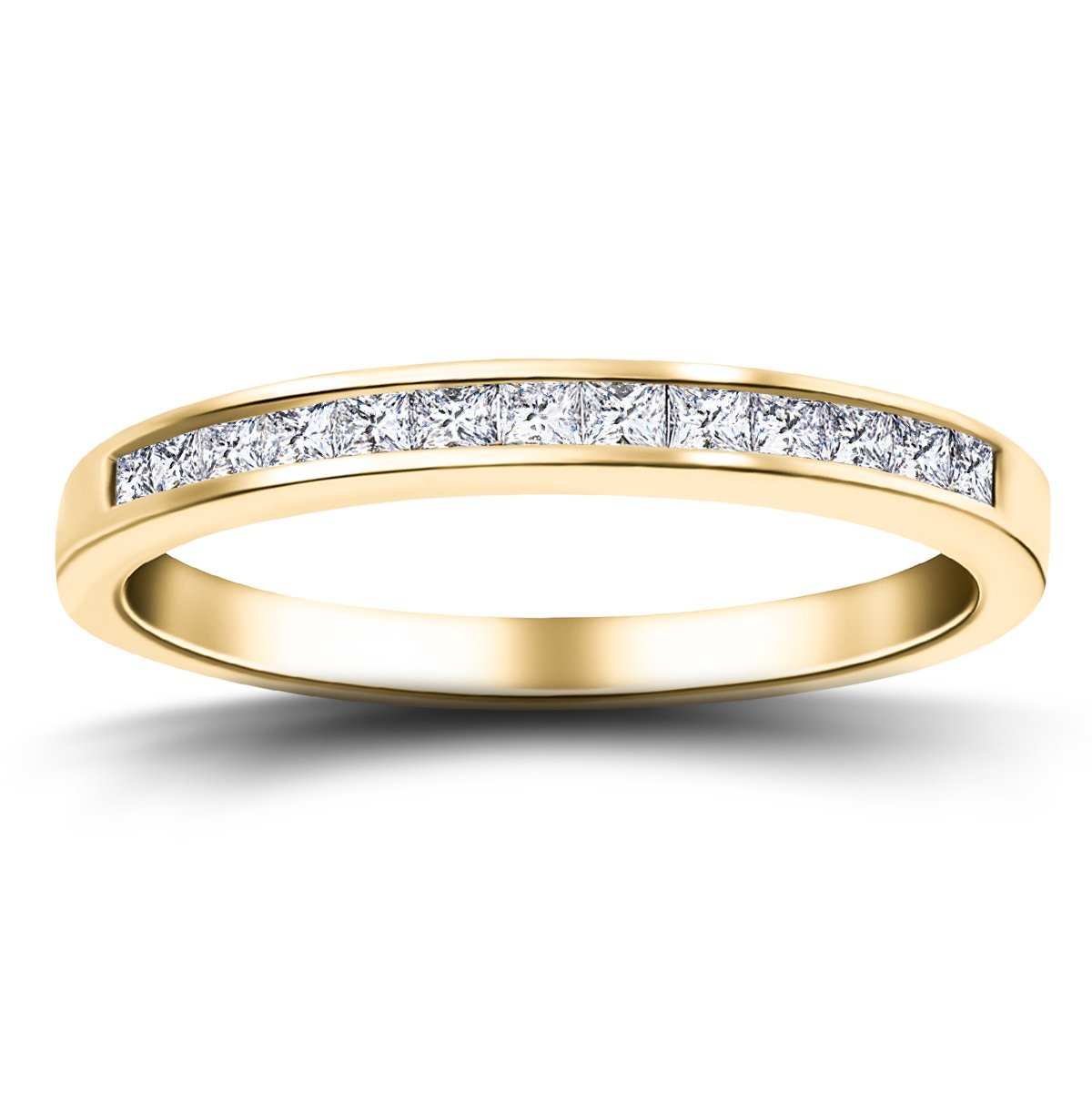 Princess Diamond Half Eternity Ring 0.50ct G/SI 18k Yellow Gold 2.8mm - All Diamond