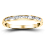 Princess Diamond Half Eternity Ring 0.50ct G/SI 18k Yellow Gold 2.8mm - All Diamond