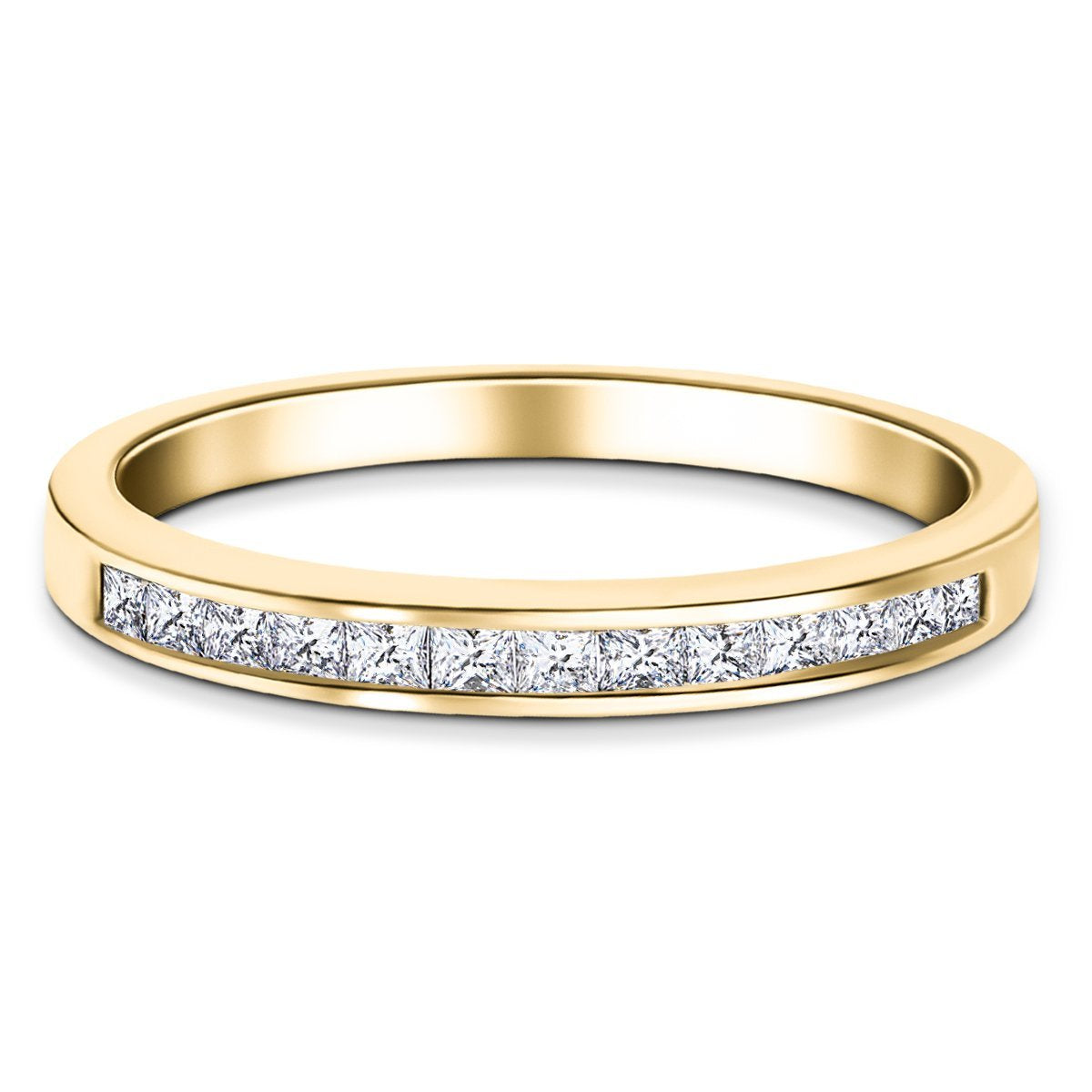 Princess Diamond Half Eternity Ring 0.50ct G/SI 18k Yellow Gold 2.8mm - All Diamond