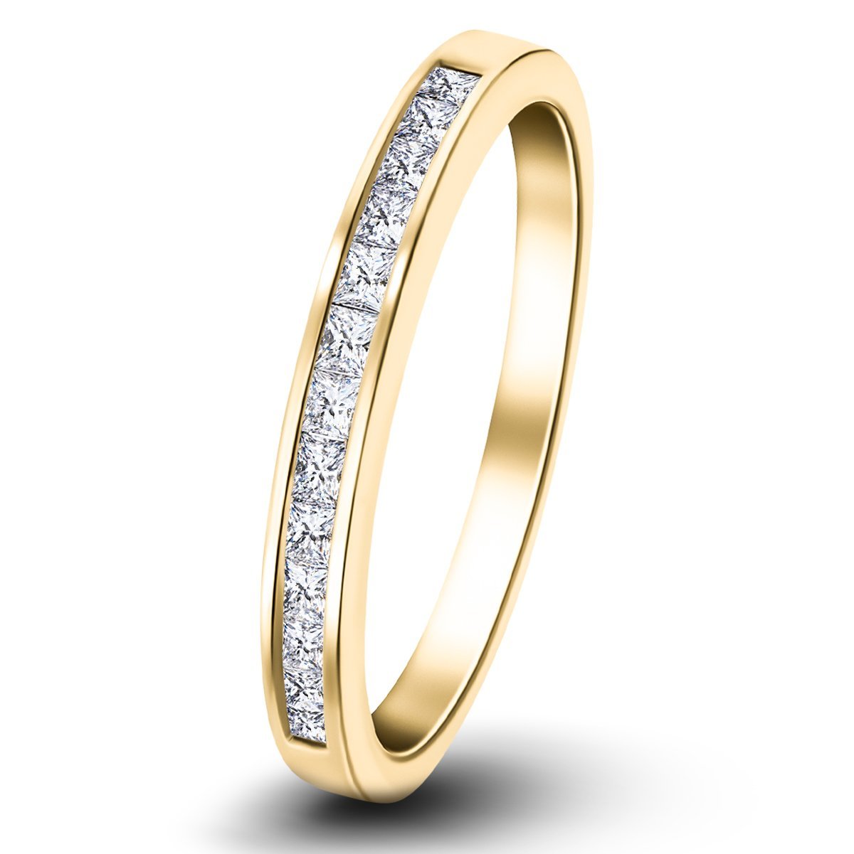 Princess Diamond Half Eternity Ring 0.50ct G/SI 18k Yellow Gold 2.8mm - All Diamond