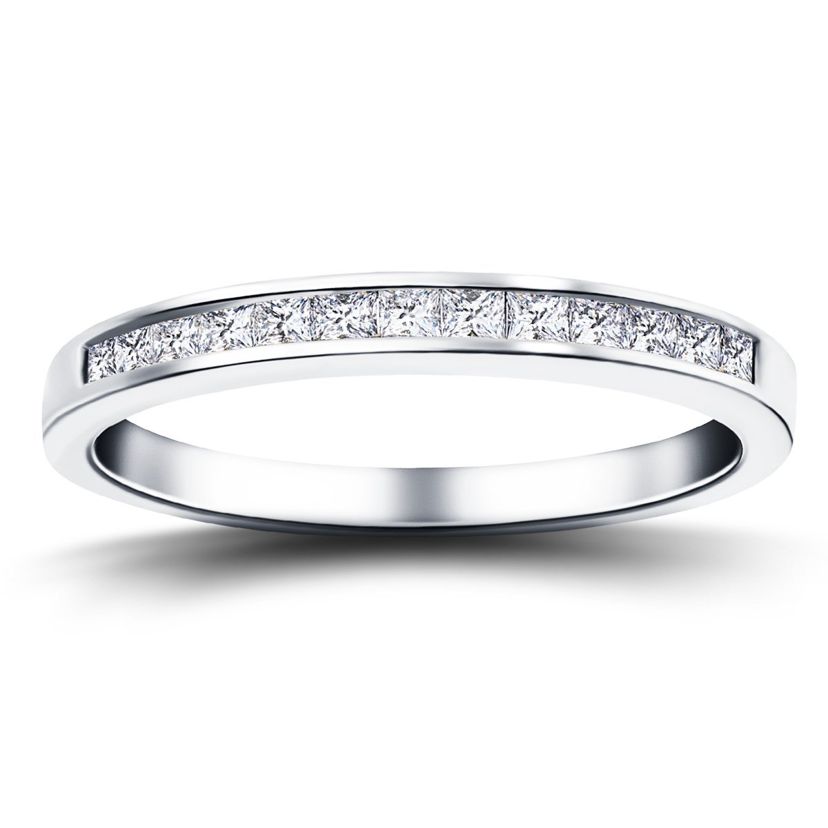 Princess Diamond Half Eternity Ring 0.50ct G/SI in Platinum 2.8mm - All Diamond