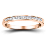 Princess Diamond Half Eternity Ring 0.75ct G/SI 18k Rose Gold 3.5mm - All Diamond