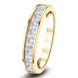 Princess Diamond Half Eternity Ring 1.00ct G/SI 18k Yellow Gold 3.6mm - All Diamond