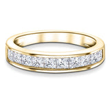 Princess Diamond Half Eternity Ring 1.00ct G/SI 18k Yellow Gold 3.6mm - All Diamond