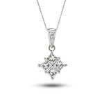 Princess Diamond Illusion Pendant Necklace 0.55ct G/SI 18k White Gold - All Diamond