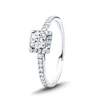 Princess Halo Diamond Engagement Ring with 0.65ct in 18k White Gold - All Diamond