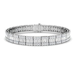 Round & Baguette Diamond Bracelet 10.00ct G/SI in 18k White Gold - All Diamond