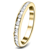 Round & Baguette Diamond Half Eternity Ring 0.50ct G/SI 18k Yellow Gold - All Diamond