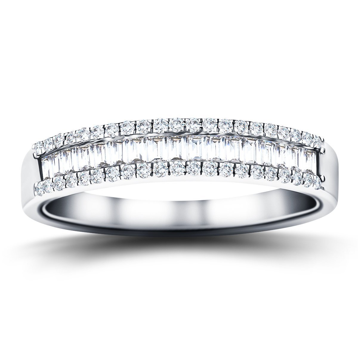 Round & Baguette Diamond Half Eternity Ring 0.50ct G/SI Platinum - All Diamond